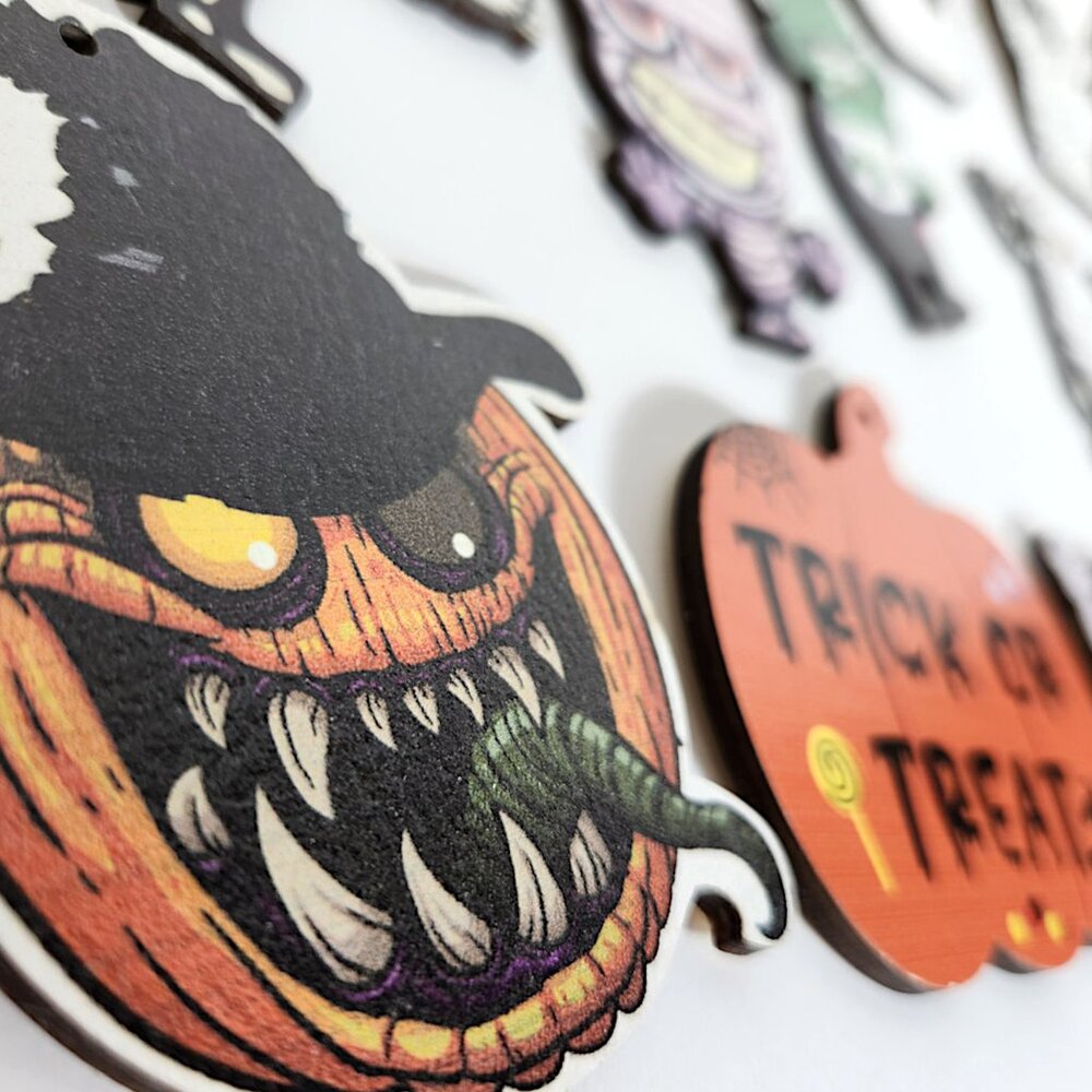 Wooden Halloween Ornaments, 26pc